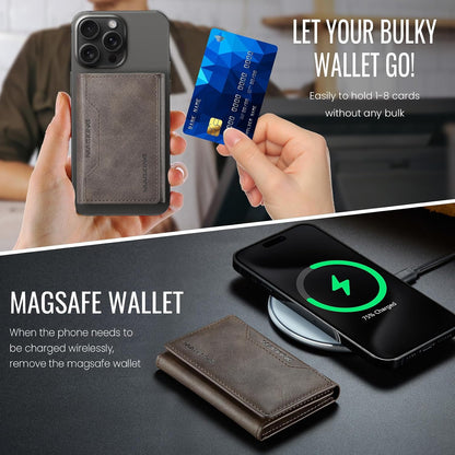 MagSafe Compatible Magnetic Leather Wallet Card Holder for iPhone