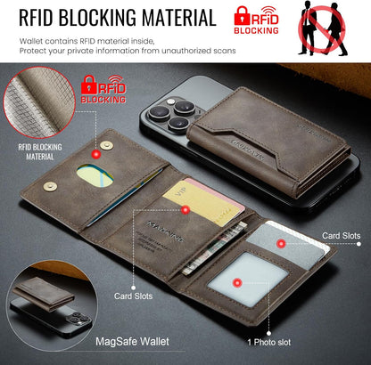 MagSafe Compatible Magnetic Leather Wallet Card Holder for iPhone