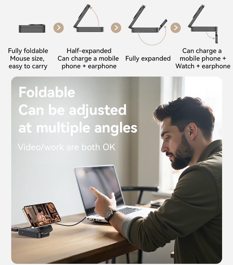 Magsafe Compatible Wireless Fast Charging Station Dock 3-in-1 - Yesido