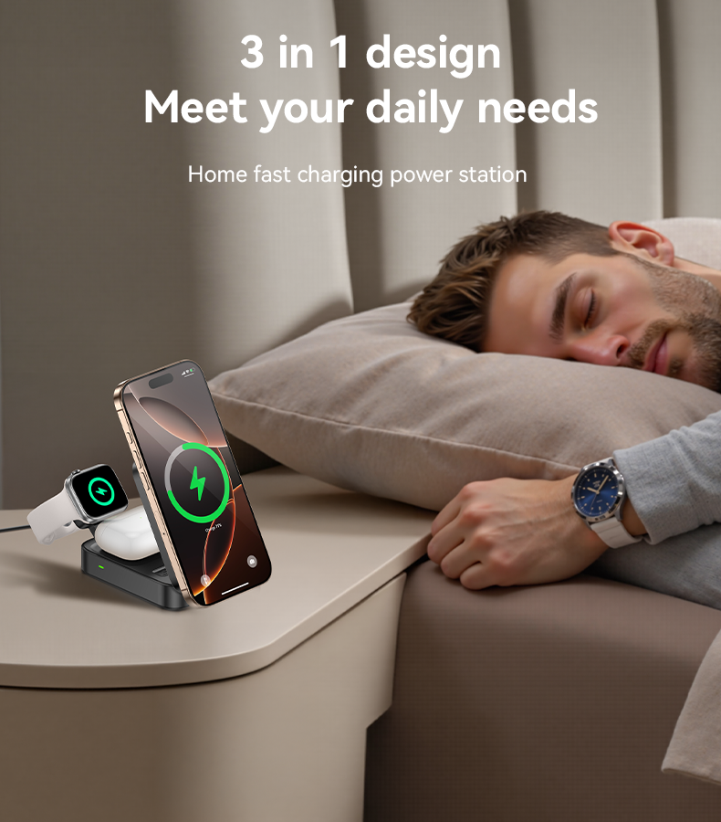 Magsafe Compatible Wireless Fast Charging Station Dock 3-in-1 - Yesido