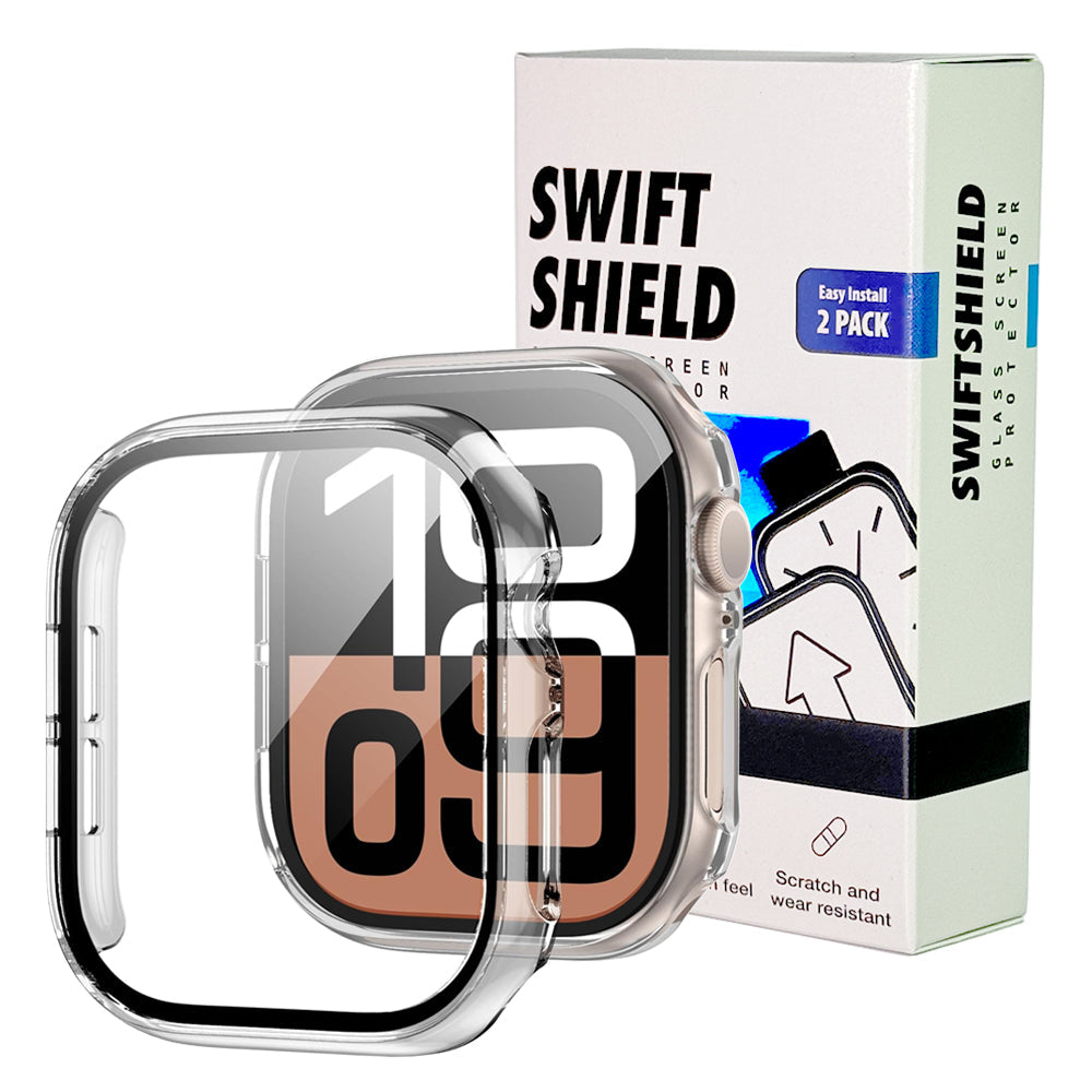 Apple Watch Series 11 (42mm) Case with Glass Screen Protector by SwiftShield (2 Pack - Clear)