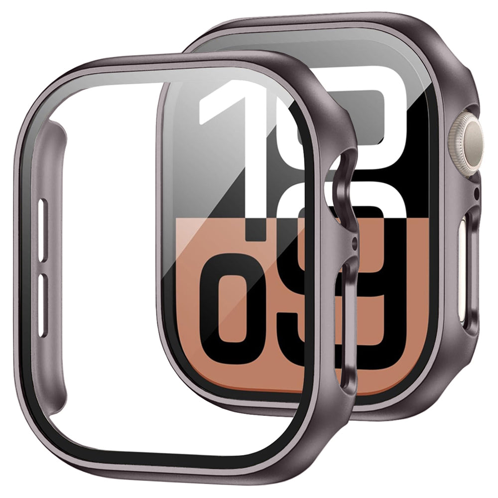 Apple Watch Series 11 (46mm) Case with Glass Screen Protector by SwiftShield (2 Pack - Natural Titanium)