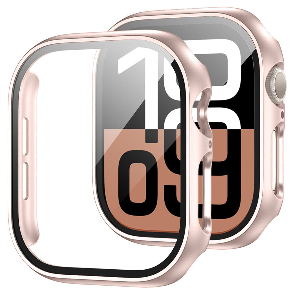 Apple Watch Series 10 (42mm) Case with Glass Screen Protector by SwiftShield (2 Pack - Rose Gold)