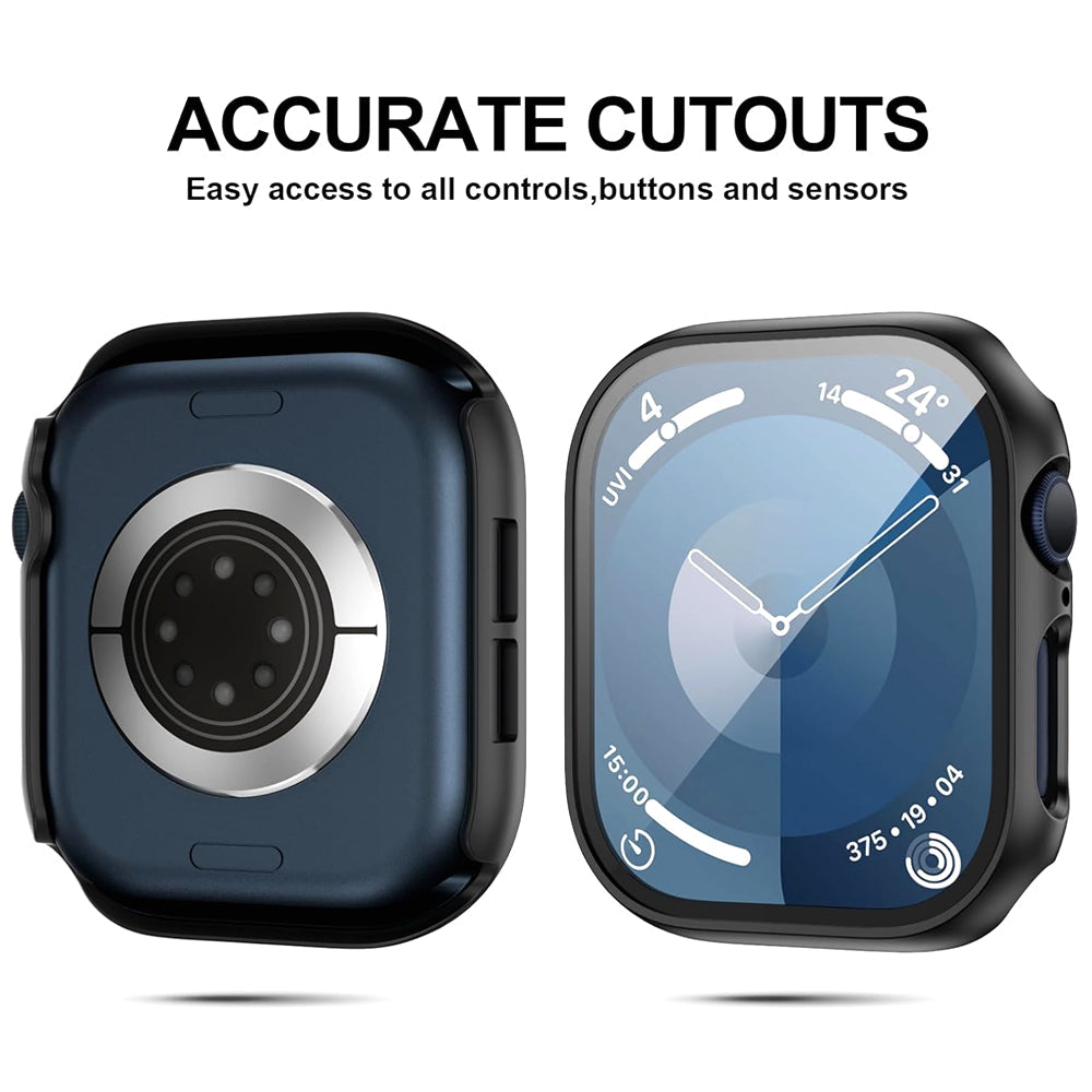 Apple Watch Series 10 (42mm) Case with Glass Screen Protector by SwiftShield (2 Pack - Silver)