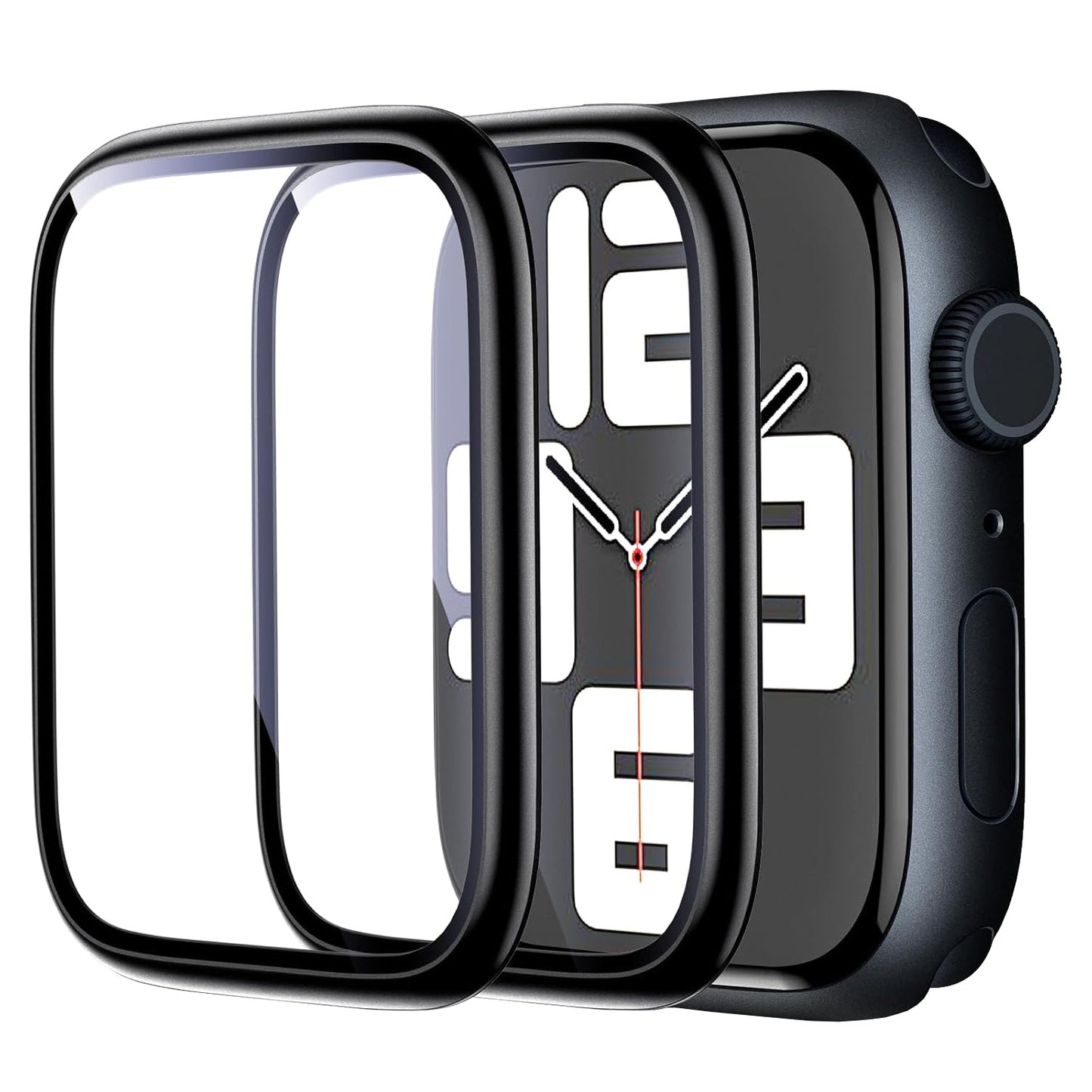Apple Watch SE Series 3 44mm Glass Screen Protector Alignment Kit by SwiftShield (2 Pack - Black)