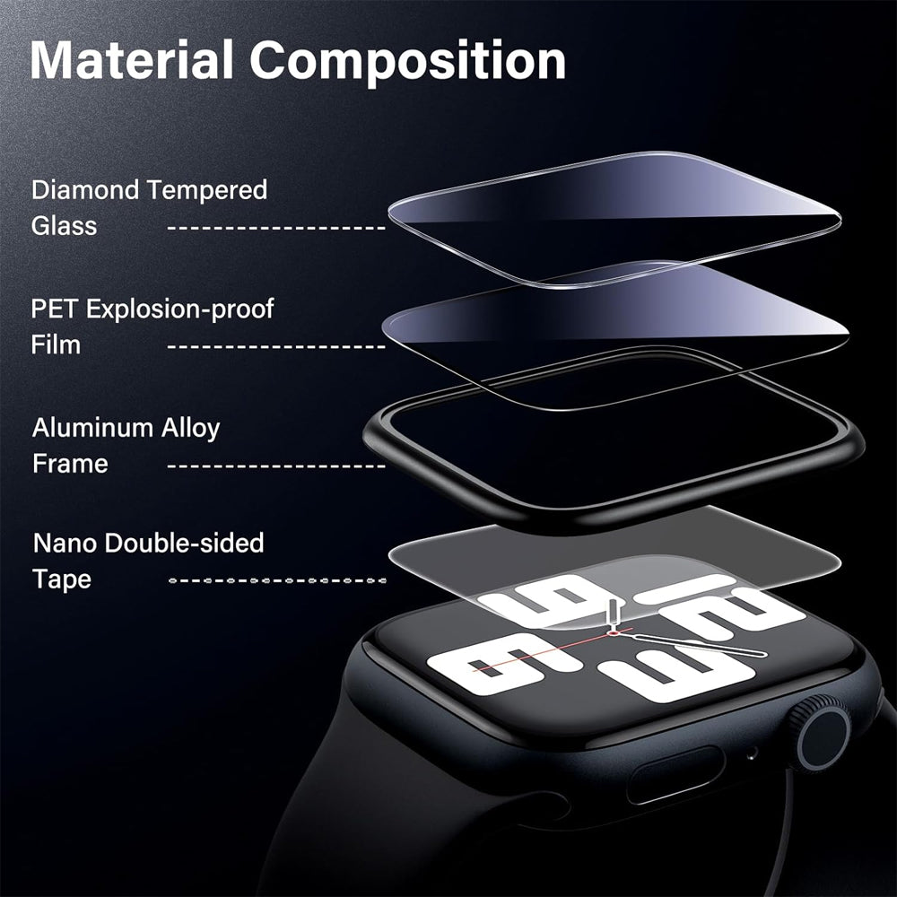 Apple Watch SE Series 3 40mm Glass Screen Protector Alignment Kit by SwiftShield (2 Pack - Black)