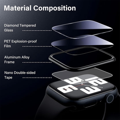 Apple Watch SE Series 3 40mm Glass Screen Protector Alignment Kit by SwiftShield (2 Pack - Black)