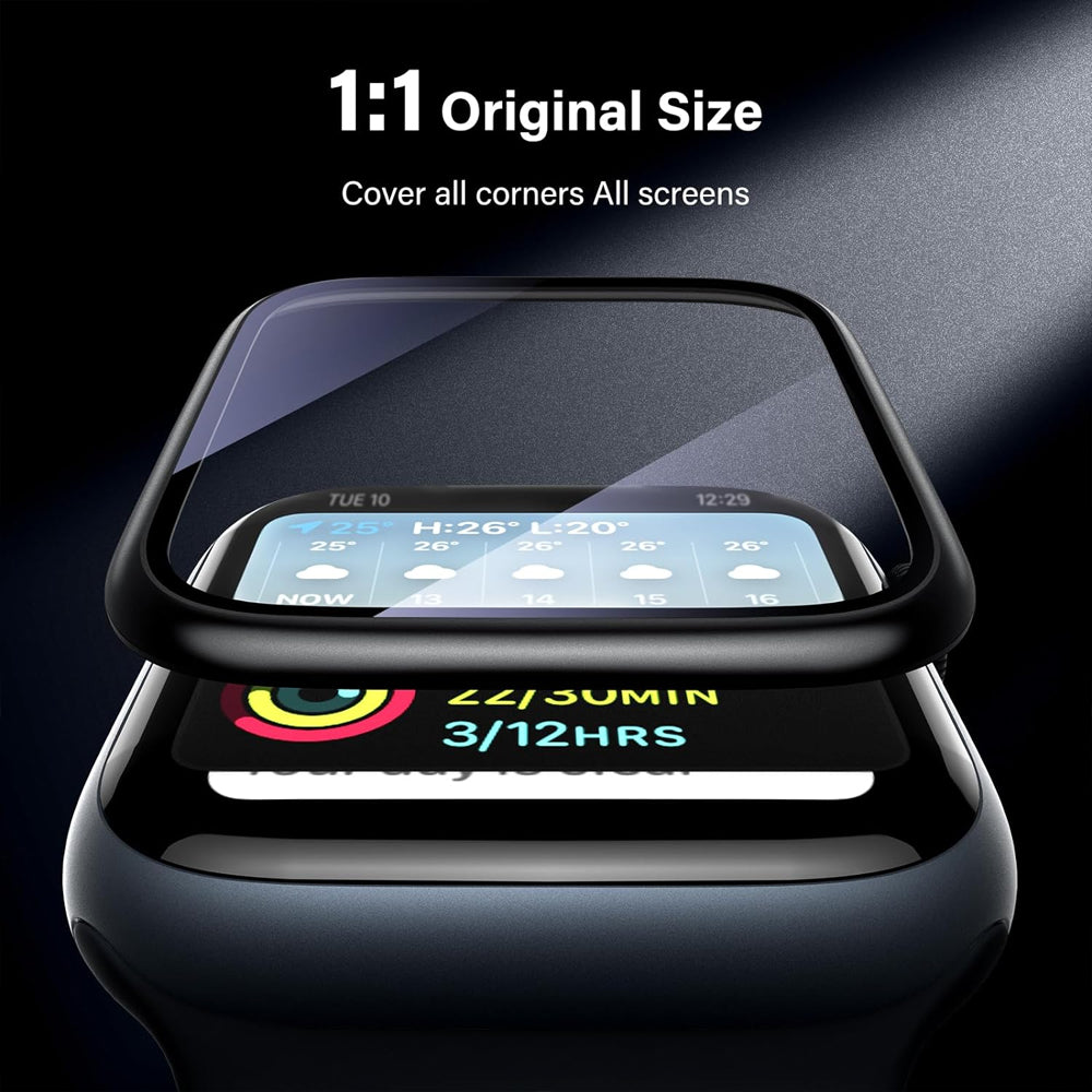 Apple Watch SE Series 3 44mm Glass Screen Protector Alignment Kit by SwiftShield (2 Pack - Black)