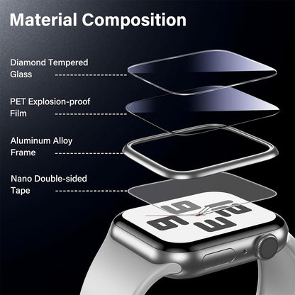 Apple Watch SE Series 2 44mm Glass Screen Protector Alignment Kit by SwiftShield (2 Pack - Silver)