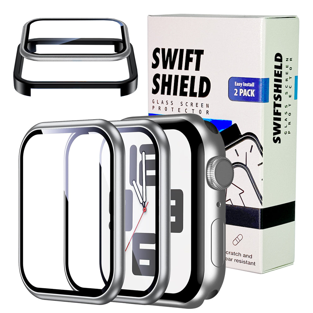 Apple Watch SE Series 2 44mm Glass Screen Protector Alignment Kit by SwiftShield (2 Pack - Silver)