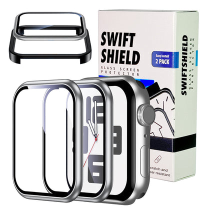Apple Watch SE Series 2 44mm Glass Screen Protector Alignment Kit by SwiftShield (2 Pack - Silver)