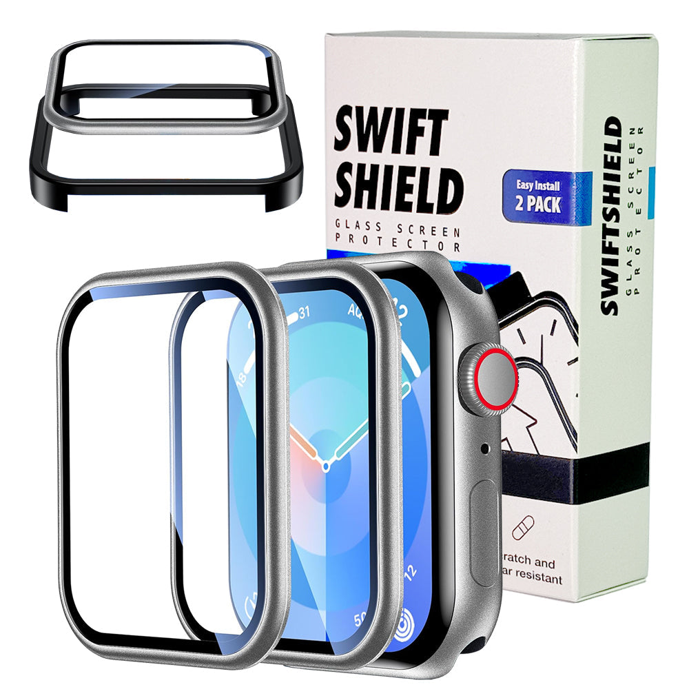 Apple Watch 45mm Glass Screen Protector Alignment Kit by SwiftShield (2 Pack - Silver)