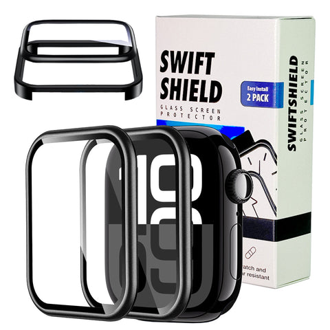 Apple Watch Series 10 (46mm) Glass Screen Protector Alignment Kit by SwiftShield (2 Pack - Black)