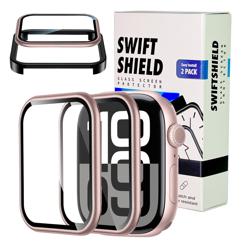 Apple Watch Series 11 (42mm) Glass Screen Protector Alignment Kit by SwiftShield (2 Pack - Rose Gold)