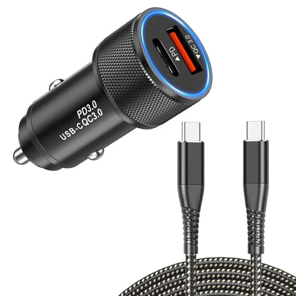 Alloy Dual 18W Fast Car Charger with USB-C to USB-C Cable