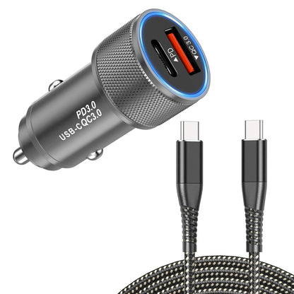 Alloy Dual 18W Fast Car Charger with USB-C to USB-C Cable