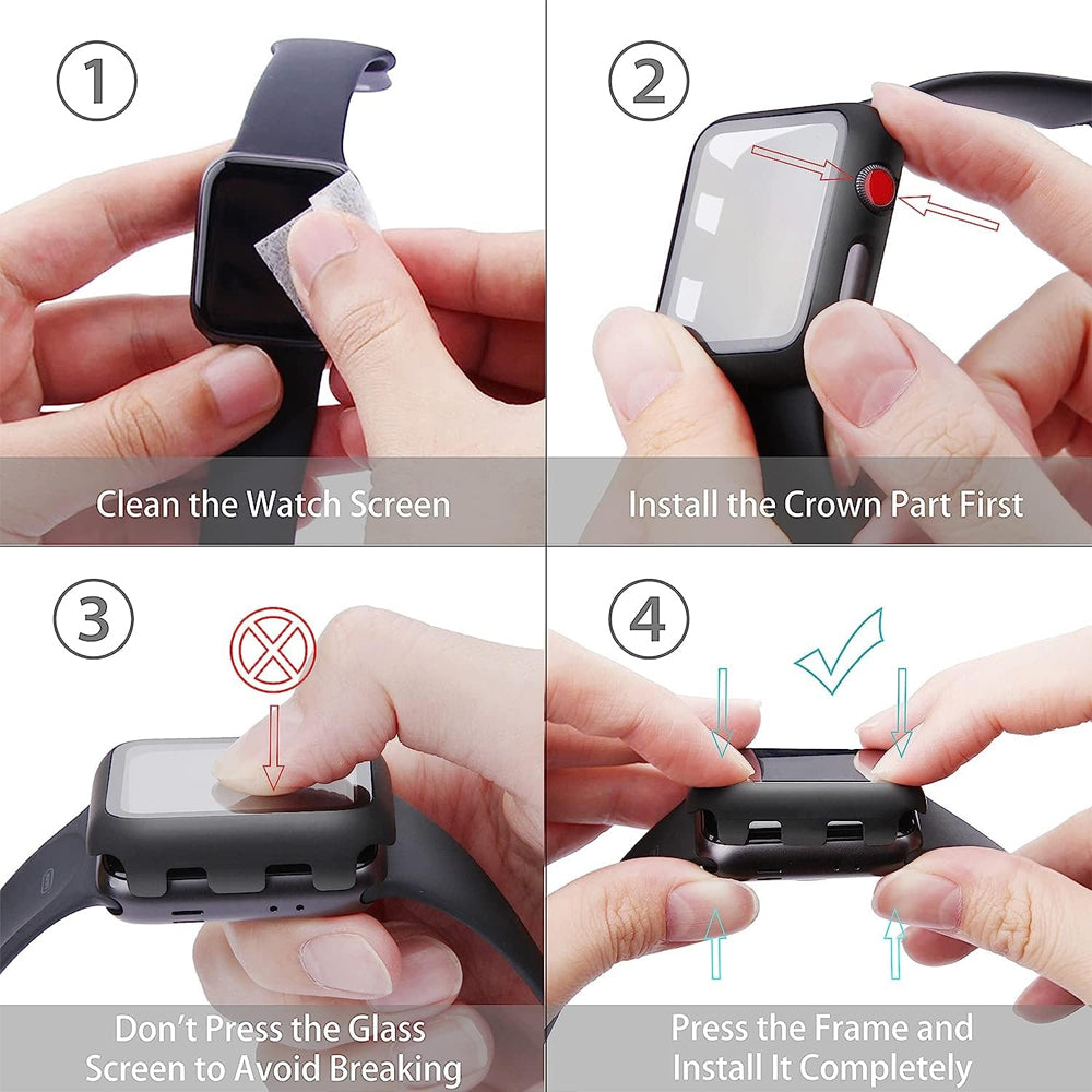 Apple Watch 38mm Case with Glass Screen Protector by SwiftShield (2 Pack - Clear)