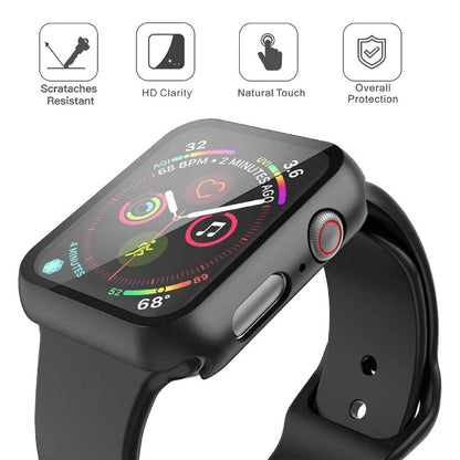 Apple Watch SE Series 2 40mm Case with Glass Screen Protector by SwiftShield (2 Pack - Black + Clear)