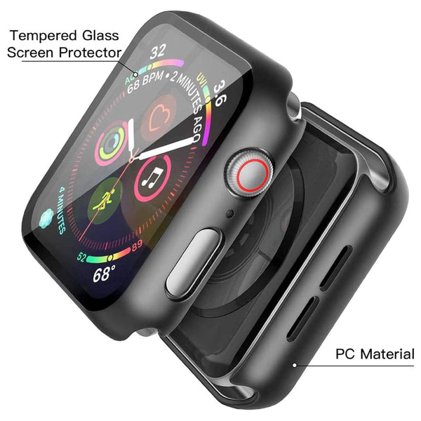 Apple Watch 40mm Case with Glass Screen Protector by SwiftShield (2 Pack - Black)