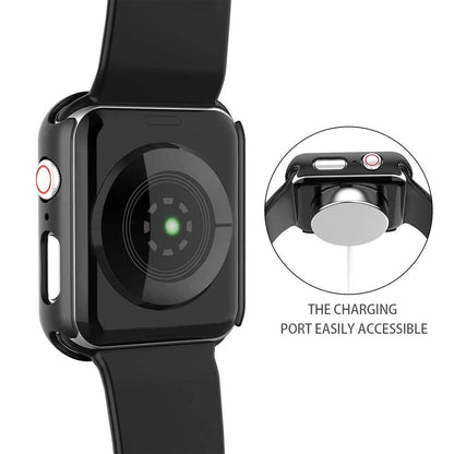 Apple Watch SE Series 2 40mm Case with Glass Screen Protector by SwiftShield (2 Pack - Black + Clear)