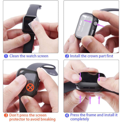 Apple Watch SE Series 3 44mm Case with Glass Screen Protector by SwiftShield (2 Pack - Black)