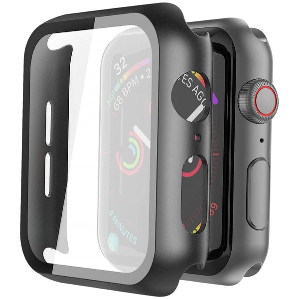 Apple Watch 40mm Case with Glass Screen Protector by SwiftShield (2 Pack - Black + Clear)