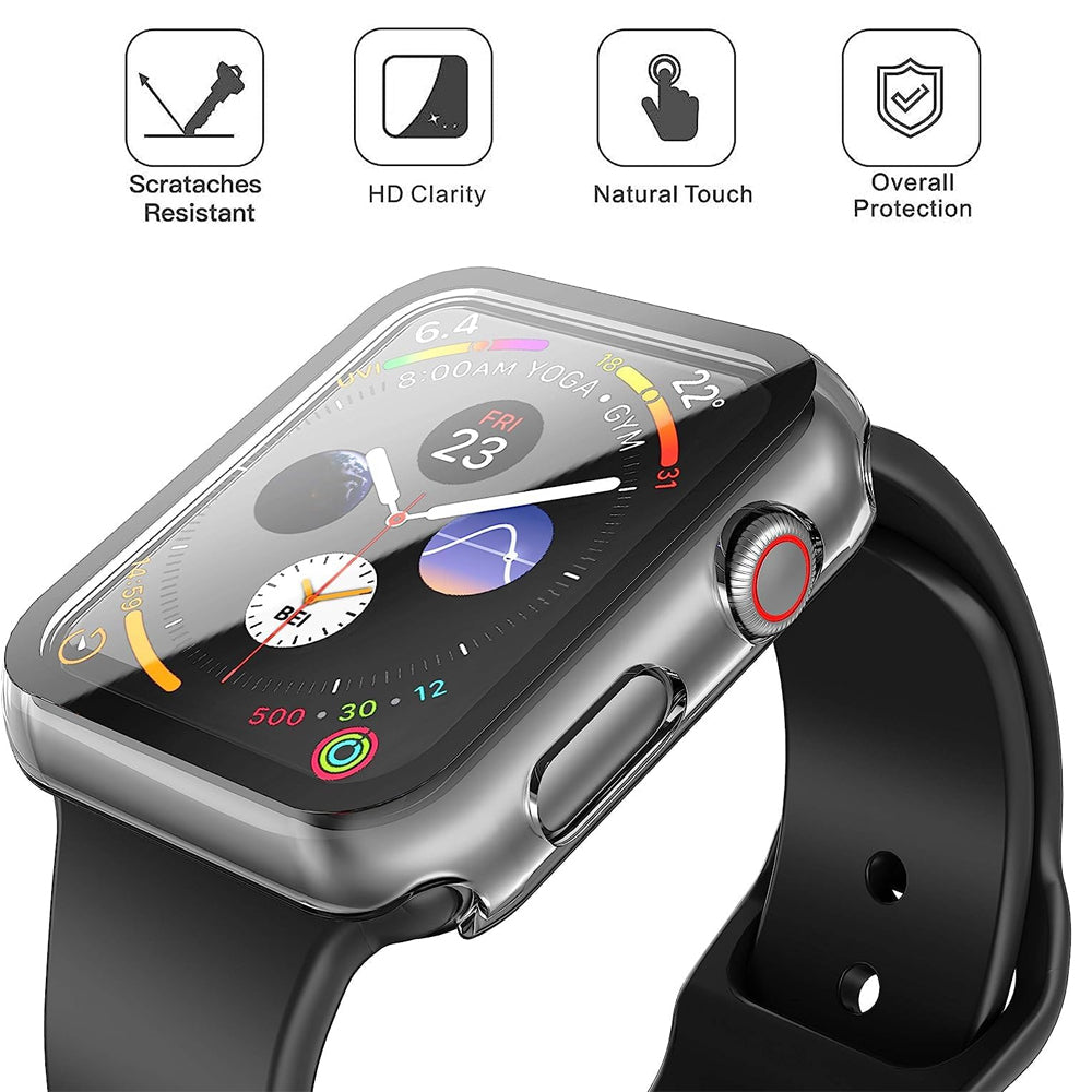 Apple Watch SE Series 2 44mm Case with Glass Screen Protector by SwiftShield (2 Pack - Clear)