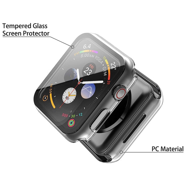Apple Watch 44mm Case with Glass Screen Protector by SwiftShield (2 Pack - Clear)