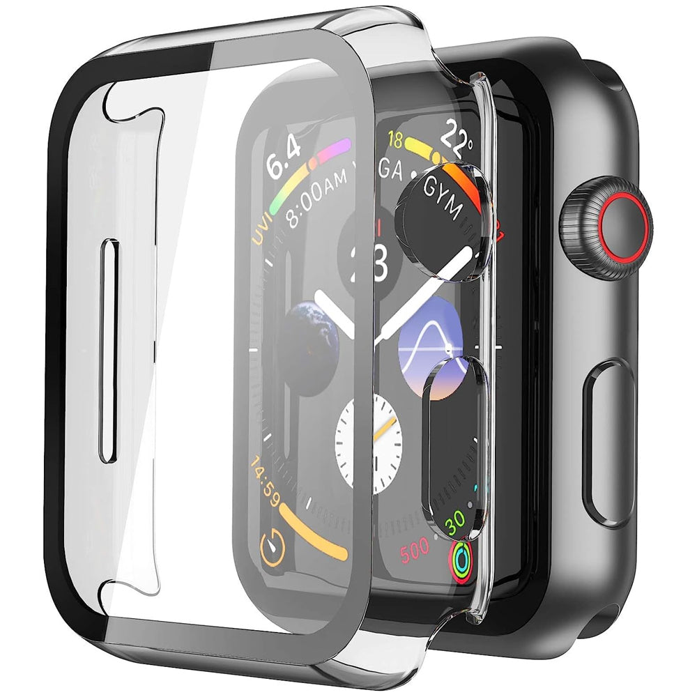 Apple Watch SE Series 2 40mm Case with Glass Screen Protector by SwiftShield (2 Pack - Black + Clear)