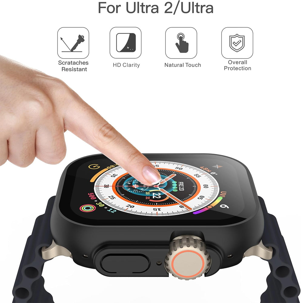 Apple Watch Ultra 3 49mm Case with Glass Screen Protector by Swiftshield (2 Pack - Black)