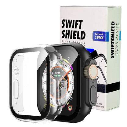 Apple Watch Ultra 3 49mm Case with Glass Screen Protector by Swiftshield (2 Pack - Black + Clear)