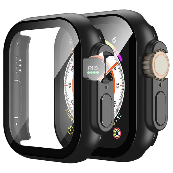 Apple Watch Ultra/Ultra 2 49mm Case with Glass Screen Protector by Swiftshield (2 Pack - Black)