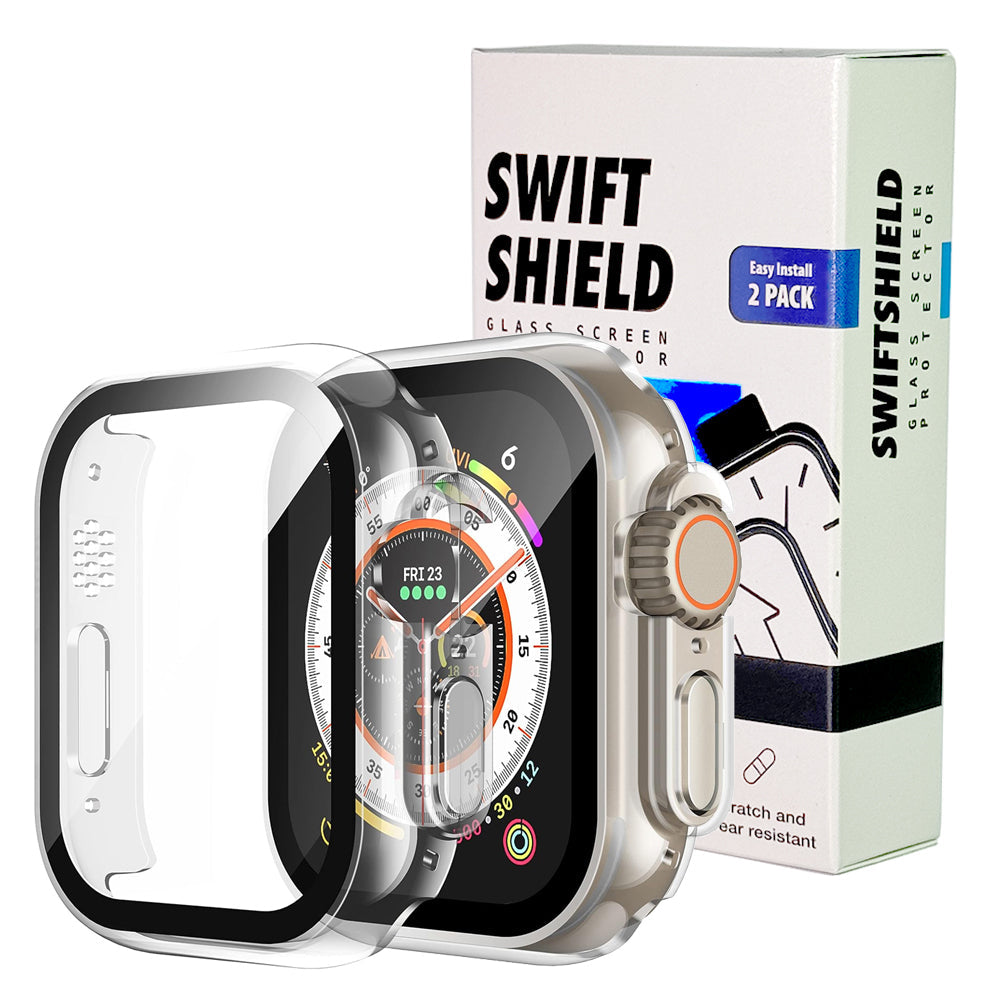 Apple Watch Ultra 2 (49mm) Case with Glass Screen Protector by Swiftshield (2 Pack - Clear)