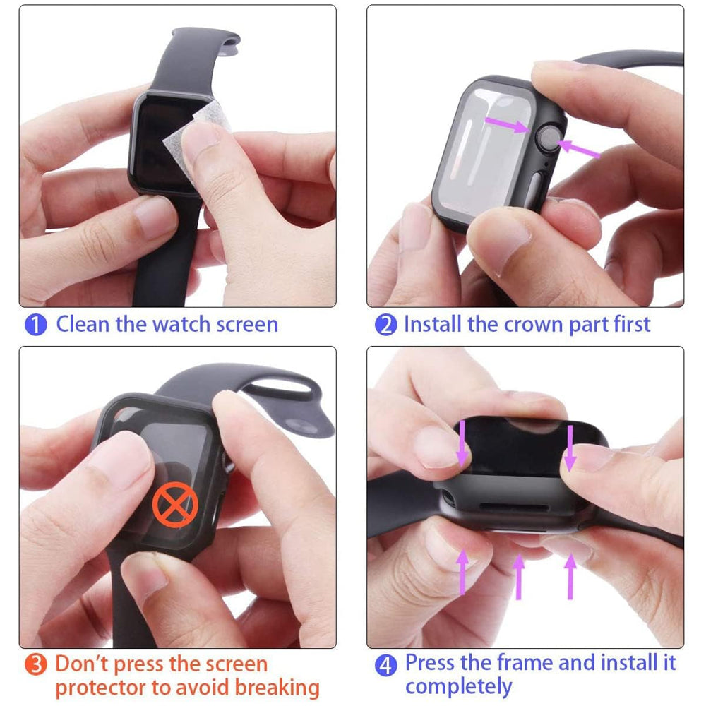 Apple Watch Series 11 (46mm) Case with Glass Screen Protector by SwiftShield (2 Pack - Black)