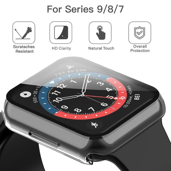 Apple Watch 45mm Case with Glass Screen Protector by SwiftShield (2 Pack - Clear)