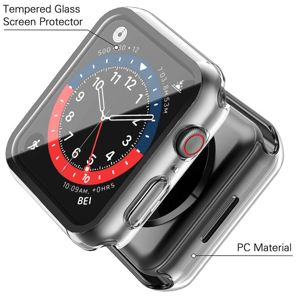Apple Watch 41mm Case with Glass Screen Protector by SwiftShield (2 Pack - Clear)