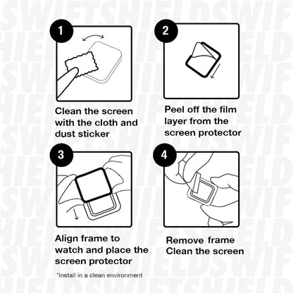 Apple Watch Series 11 (46mm) Glass Screen Protector Alignment Kit by SwiftShield (2 Pack - Black)