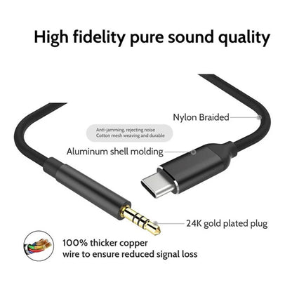 Aux to USB USB-C cable Braided Nylon (1m)