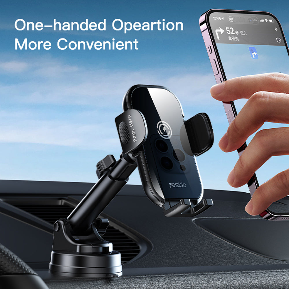 Fast Charging Wireless Car Charger Holder Suction Cup 15W