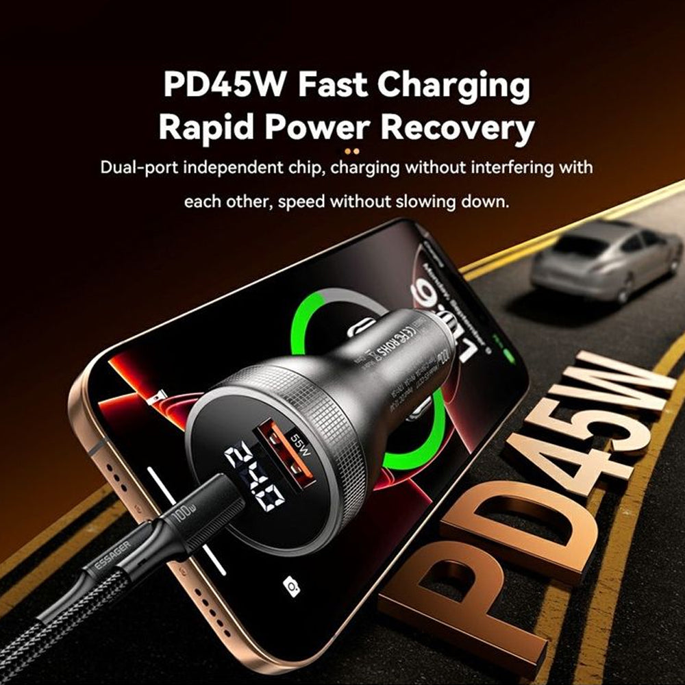 Fast Car Charger 100W (USB-A + USB-C) Essager