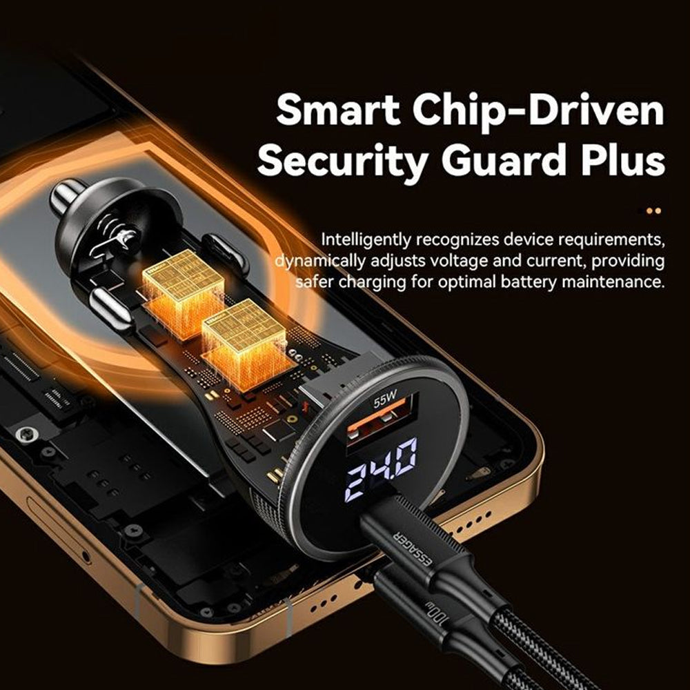 Fast Car Charger 100W (USB-A + USB-C) Essager