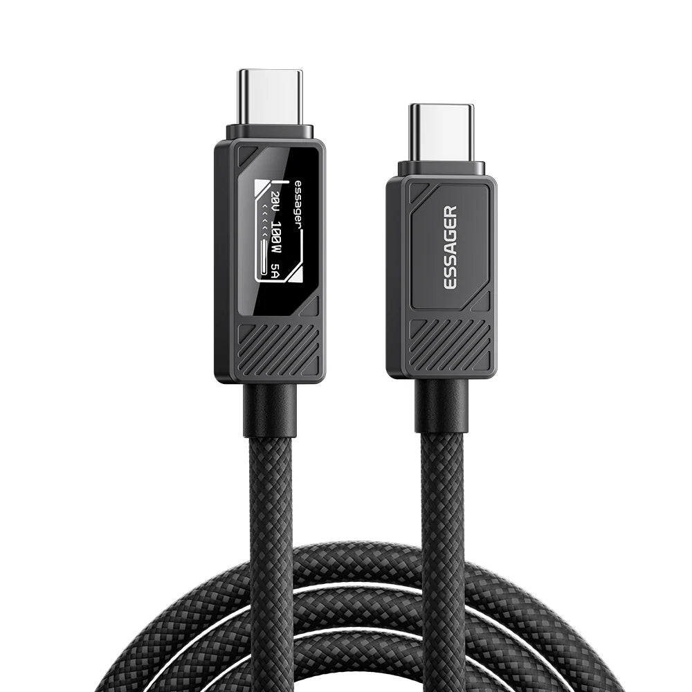100W LED Display USB-C to USB-C cable (2M) - Essager Fast Charger