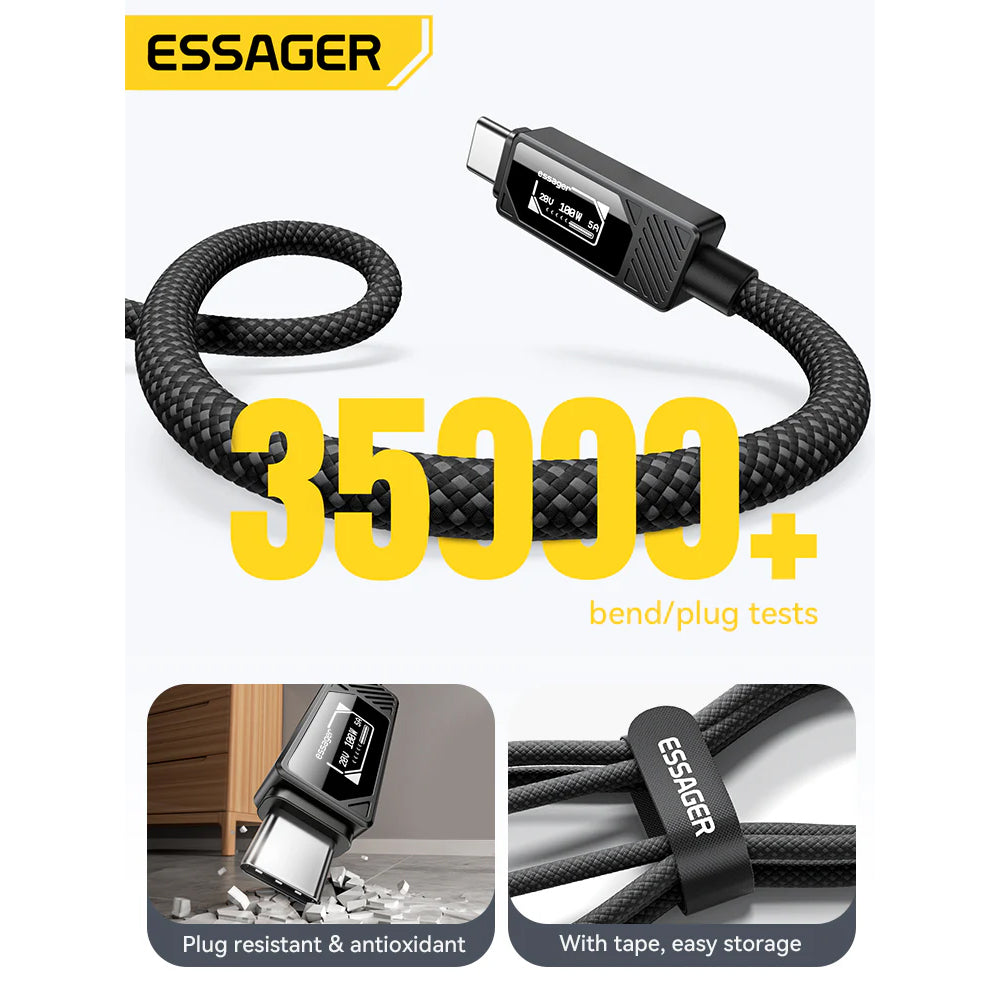 100W LED Display USB-C to USB-C cable (2M) - Essager Fast Charger