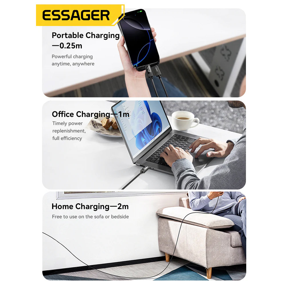 100W LED Display USB-C to USB-C cable (2M) - Essager Fast Charger
