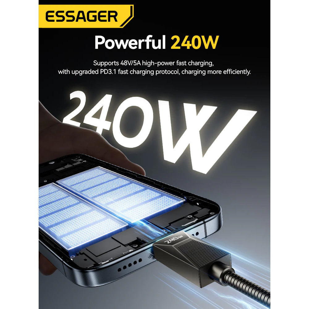240W led display USB-C to USB-C Cable (2M) - Essager Fast Charger
