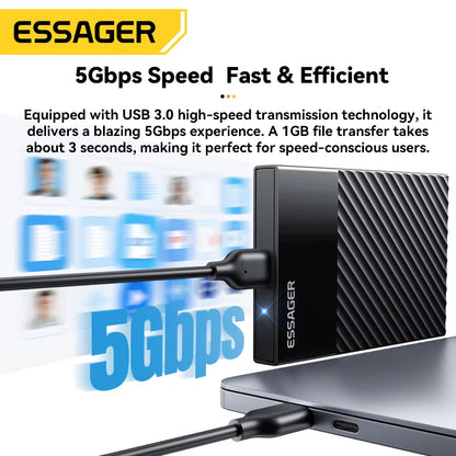 SATA SSD HDD External Hard Drive Enclosure 2.5 Inch (USB 3.0, 5Gbps) - ESSAGER