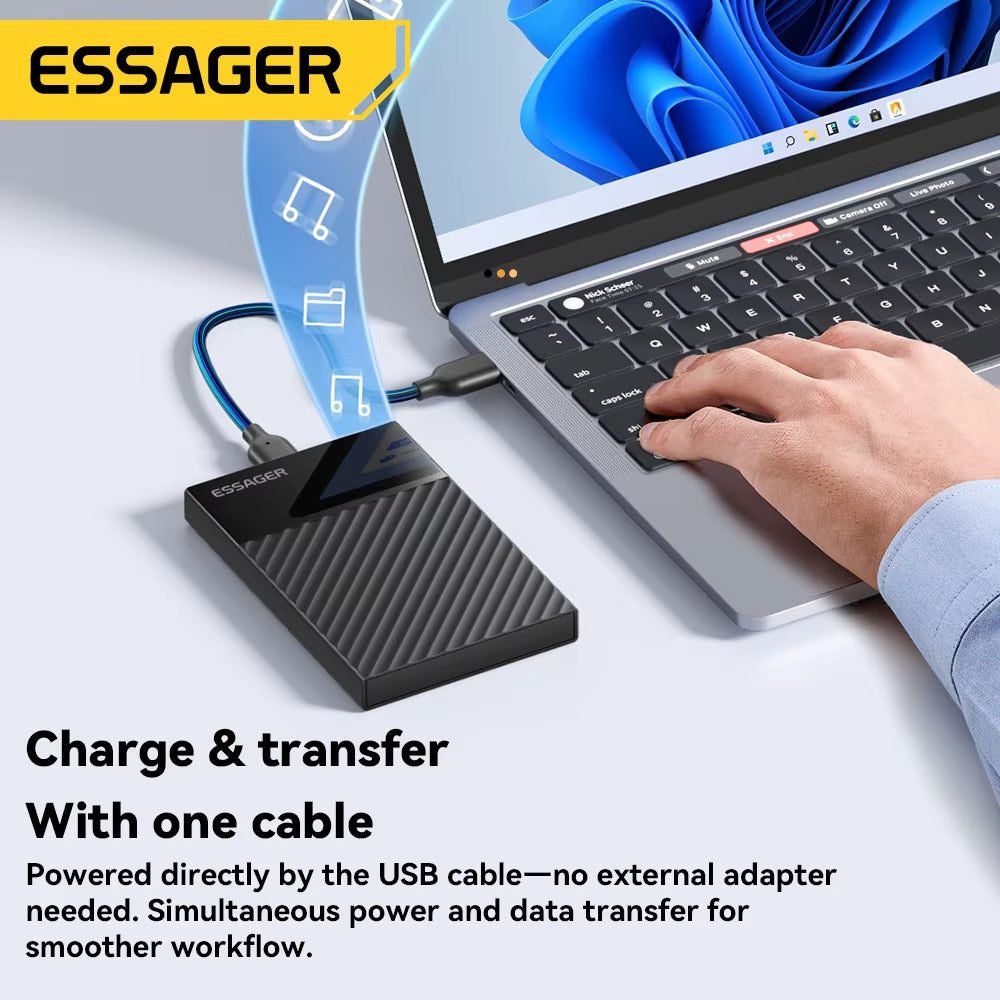 SATA SSD HDD External Hard Drive Enclosure 2.5 Inch (USB 3.0, 5Gbps) - ESSAGER