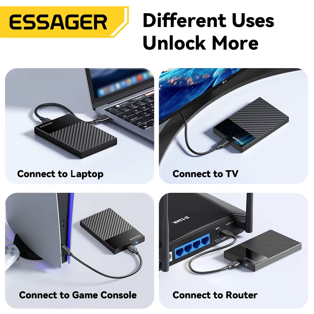 SATA SSD HDD External Hard Drive Enclosure 2.5 Inch (USB 3.0, 5Gbps) - ESSAGER