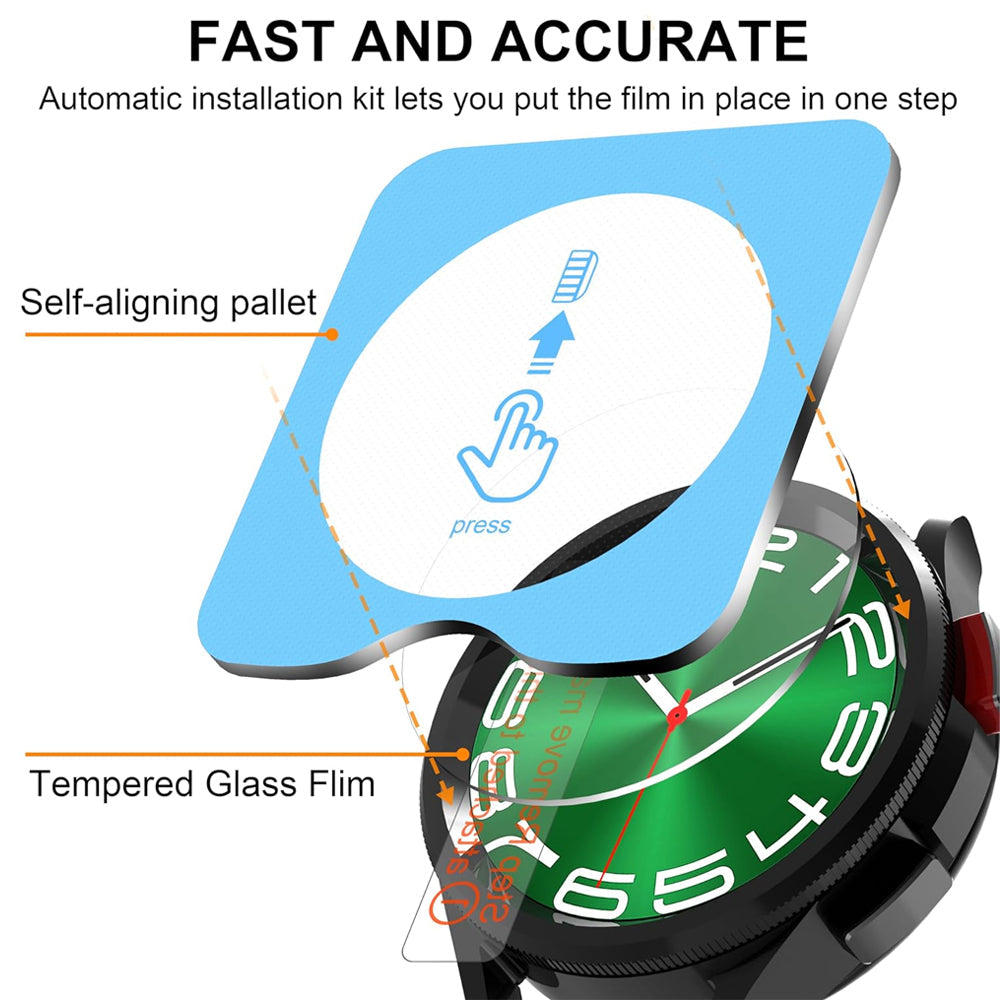 Samsung Galaxy Watch 6 Classic 43mm Glass Screen Protector Alignment Kit by SwiftShield (2 Pack - Clear)