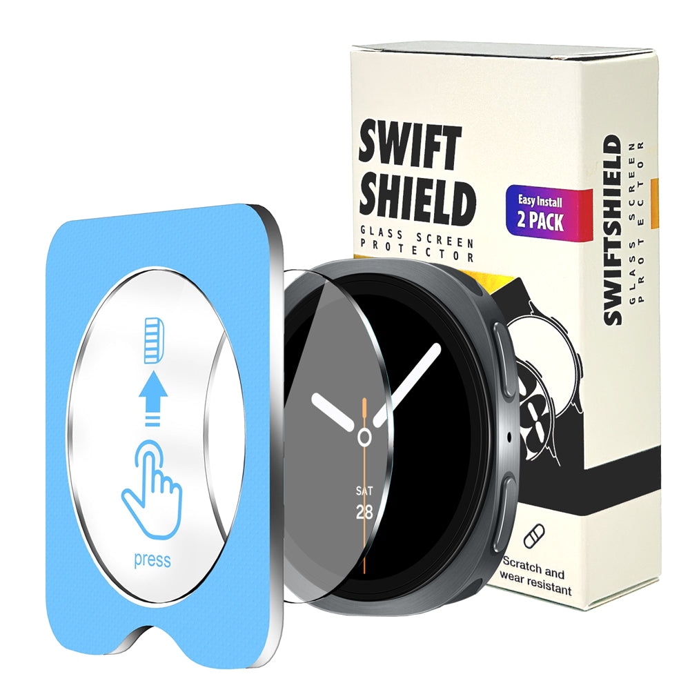 Samsung Galaxy Watch 9 44mm Glass Screen Protector Alignment Kit by SwiftShield (2 Pack - Clear)